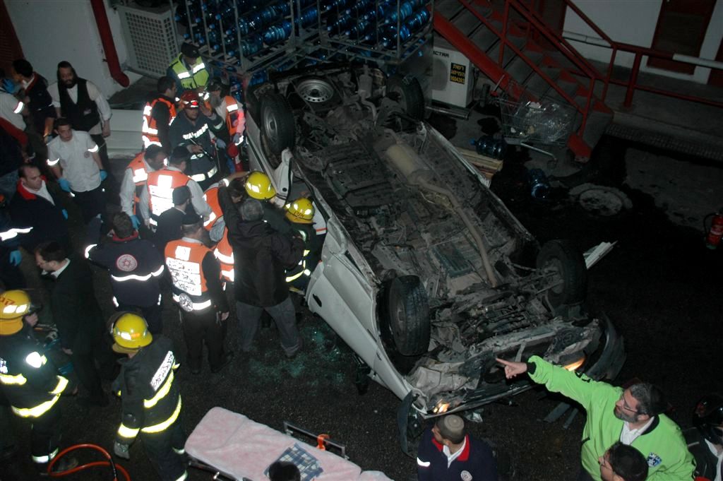 צפו: הרכב עף באויר ונחת בחצר מפעל קוקה קולה