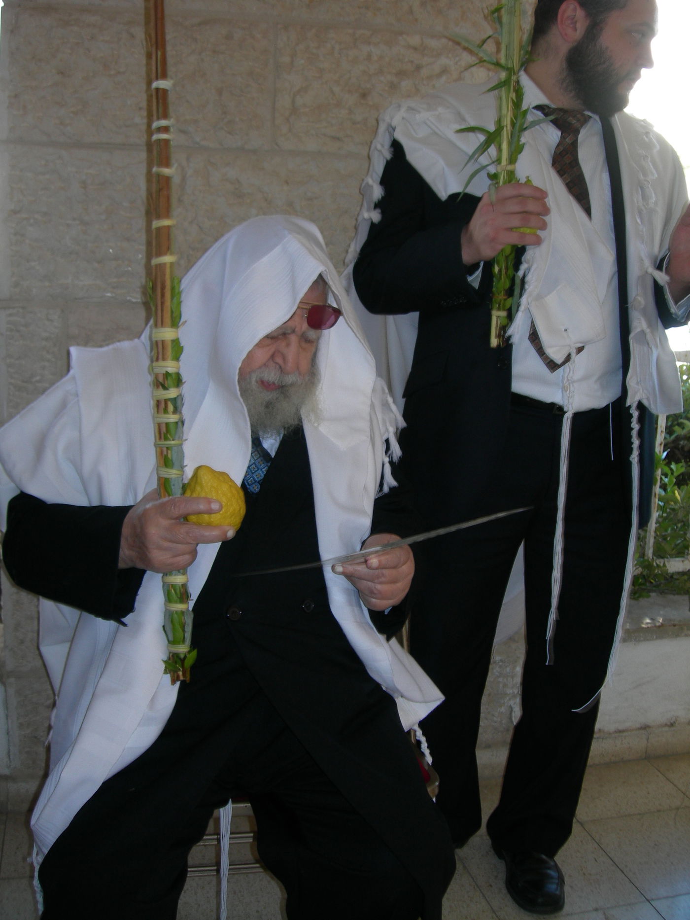 מראות קודש: מרן הגר"ע מנענע את ארבעת המינים