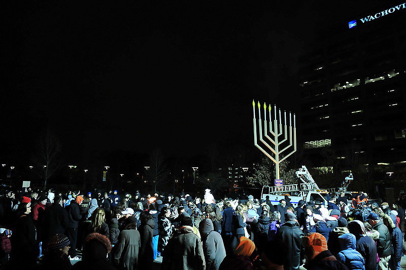 גלריה מרהיבה: חנוכיות מול עצי אשוח