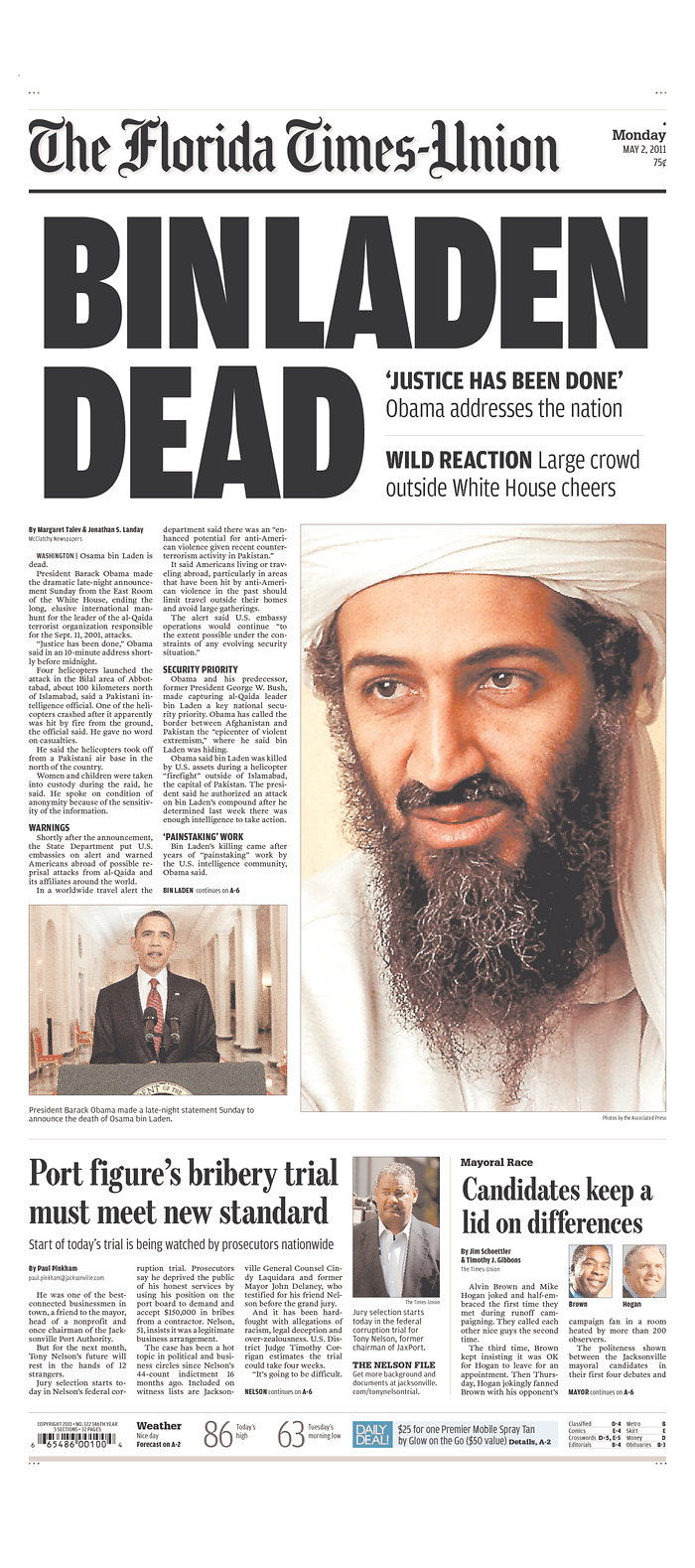 העולם חוגג: צפו ב-100 שערי עיתונים