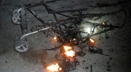 עגלה שרופה. צילום׃ להב אסף אברס, דובר כבאות