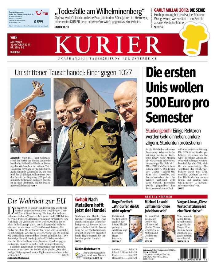 גלעד שליט כבש את כותרות העיתונים הגדולים בעולם ● מיוחד