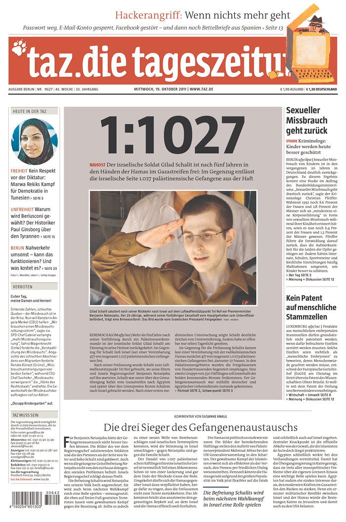 גלעד שליט כבש את כותרות העיתונים הגדולים בעולם ● מיוחד