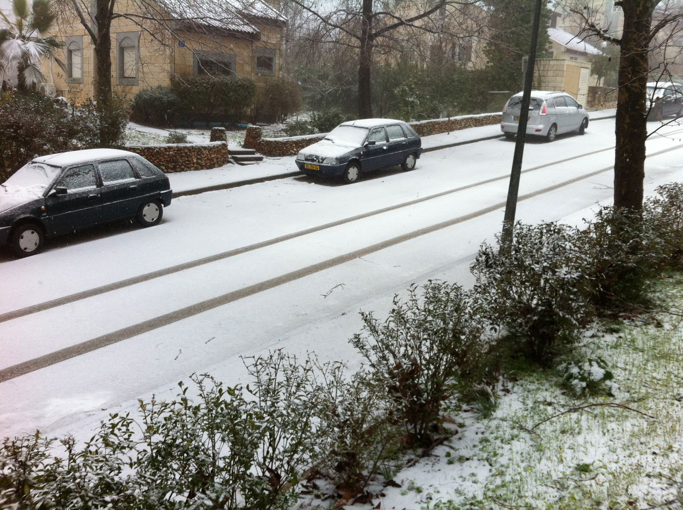 שלג בעפרה (צילום: ניר בן דוד)