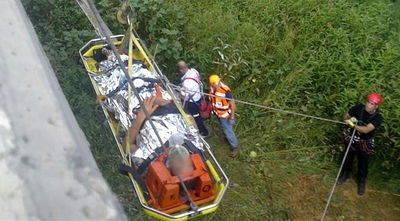החובש השתלשל בסנפלינג והציל את חיי האופנוען שהועף לנחל איילון