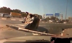 המתנדב נדהם: התהפכות הרכב תועדה במצלמת הרכב