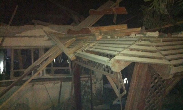 הבית לאחר הפגיעה