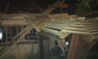 הבית לאחר הפגיעה