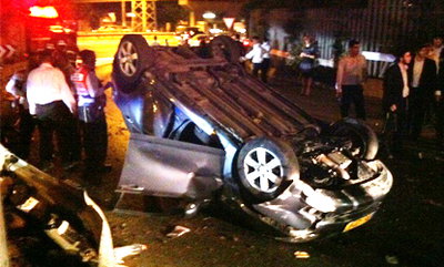 זירת התאונה. נגמר בנס