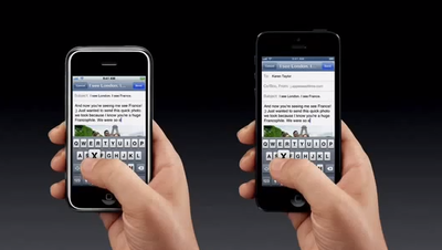 אייפון 5 (מימין) לצד אייפון 4S (משמאל)