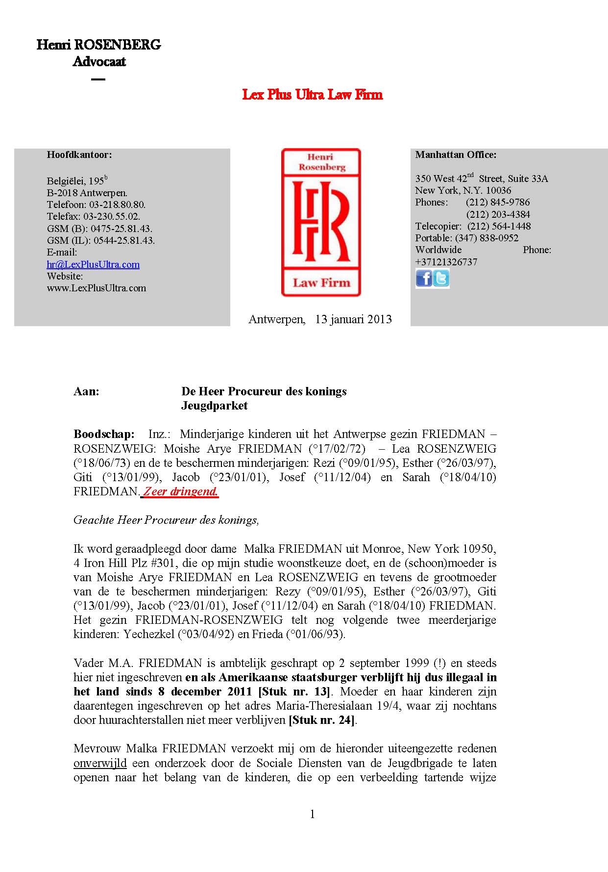 הבקשה שהגיש עו"ד רוזנברג נגד פרידמן