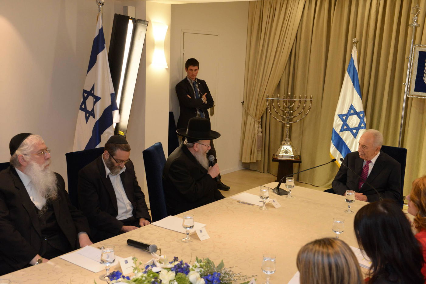 סיעת יהדות התורה עם הנשיא שמעון פרס,