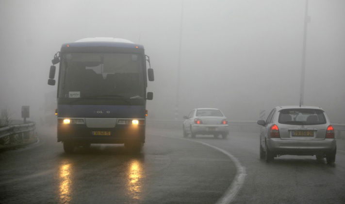 ערפל. הנהגים התקשו לראות את הנעשה בכביש