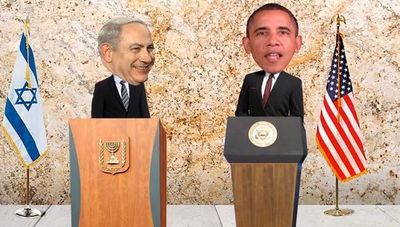 ברק אובמה ובנימין נתניהו בסרטון ההזוי