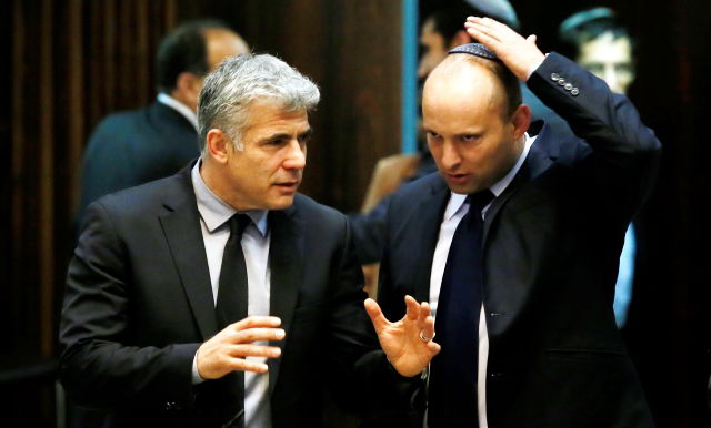 לפיד ובנט במליאה, אתמול