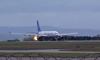 צפו: לפני ההמראה - מנוע המטוס התפוצץ