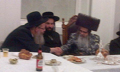 האדמו"ר מסאטמר בלחיצת היד לבן הראב"ד