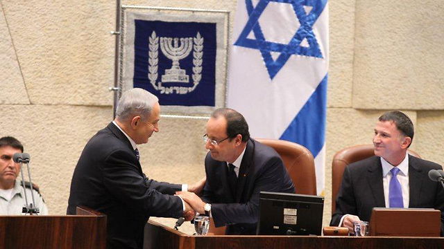נשיא צרפת פרנסואה הולנד נאם בכנסת: "נמנע איראן גרעינית"