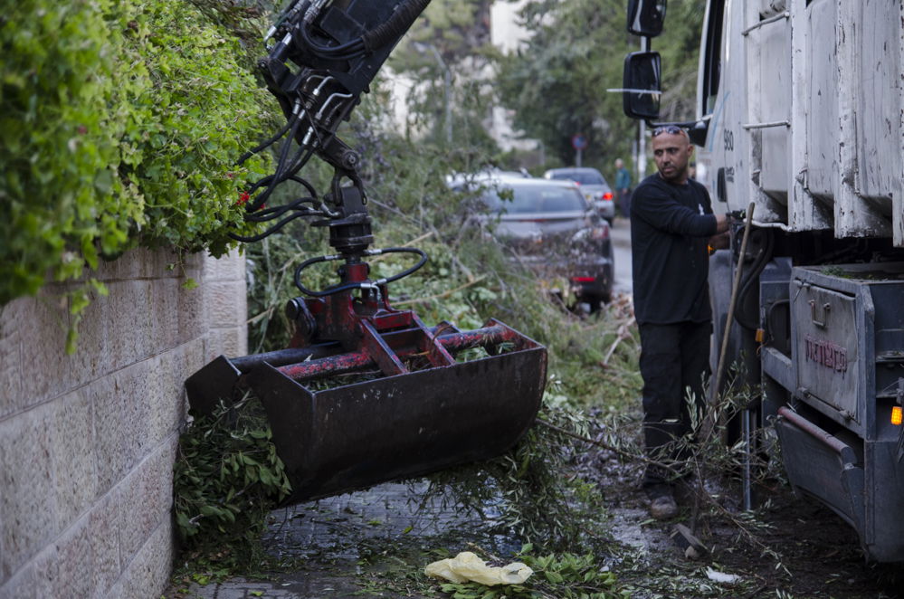 המבצע של עיריית ירושלים: איסוף שברי עצים מהסופה