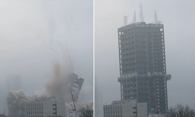 צפו: 950 ק"ג של חומר נפץ "העיפו" בניין בן 32 קומות בפרנקפורט