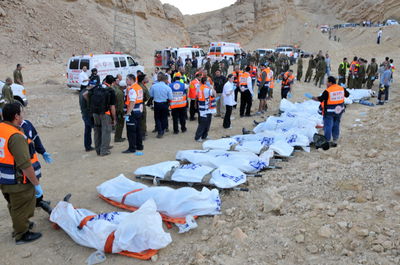 זירת תאונת האוטובוס באילת, הנהג אדוארד גלפונד יצא לעקיפה מסוכנת