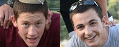 גיל-עד שאער (מימין) ונפתלי פרנקל שעות לפני החטיפה