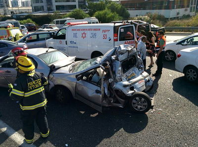 כביש 4: תאונה בעת האזעקה