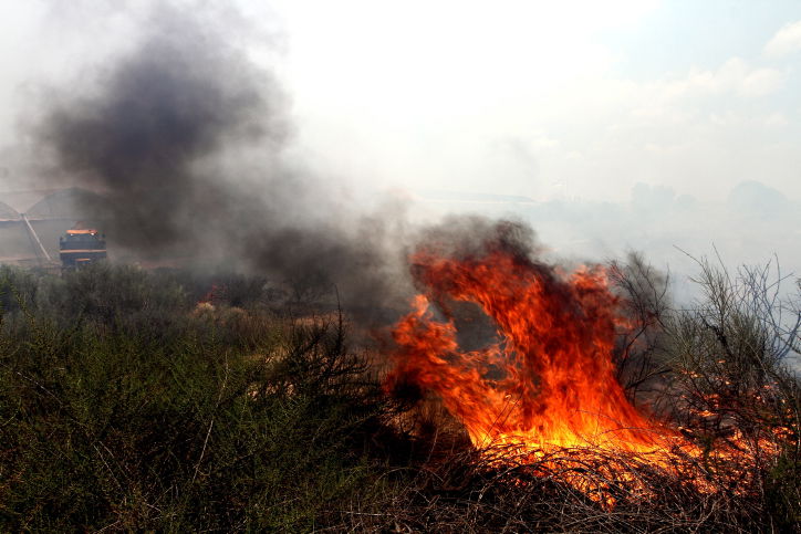 שריפה כתוצאה מפגיעת רקטה ליד אשקלון, היום