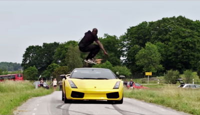 מטורף: קפץ מעל למבורגיני דוהרת במהירות 130 קמ"ש