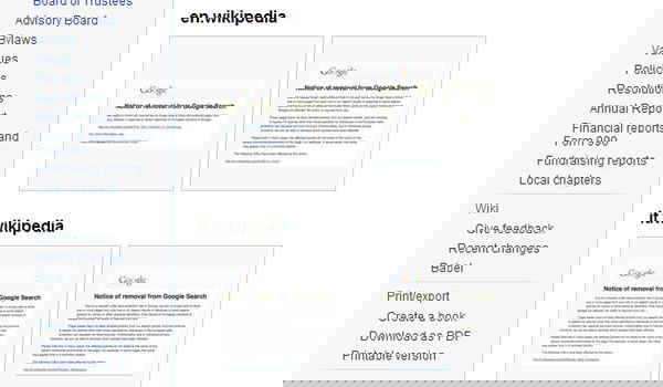 ויקיפדיה מציגה את ההודעות שקיבלה ממנועי חיפוש