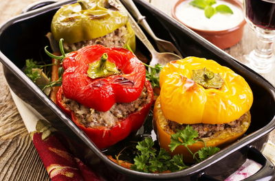 פלפלים ממולאים באורז מעורב ובשר