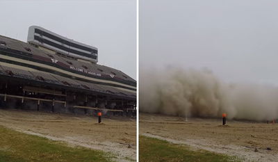 תוך שניות: האיצטדיון הפך לאבק • צפו