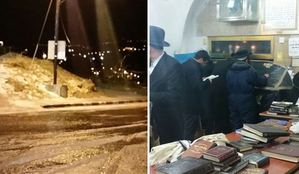 תיעוד ממירון: שלג קל בחוץ, בפנים מתפללים