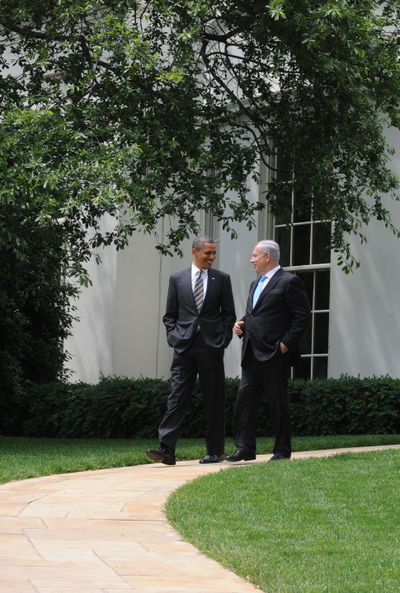 נתניהו ואובמה במדשאות הבית הלבן