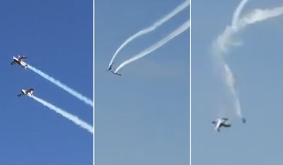 תיעוד: מטוסים התנגשו מול הרוחצים בים