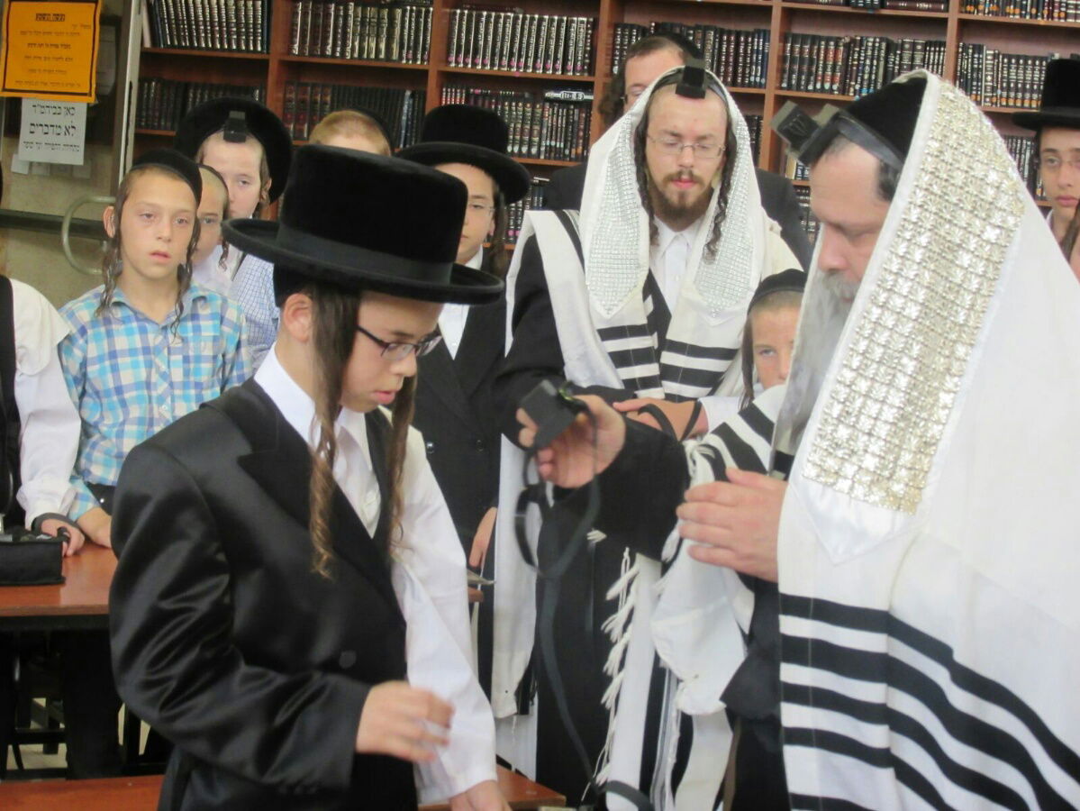 נדבורנה-ביתר: הנחת תפילין לבן האדמו"ר