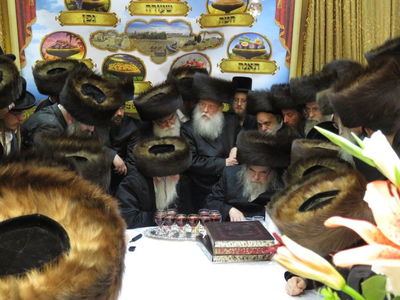 האדמו"ר ממחנובקא הגיע לסוכתו של האדמו"ר מבעלזא