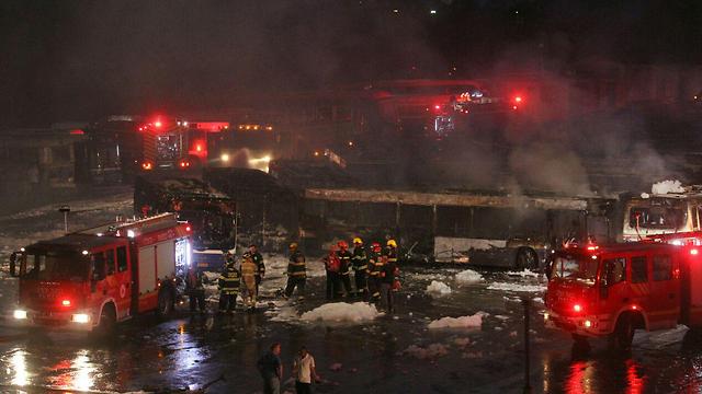 המסוף במוצ"ש לאחר כיבוי השריפה