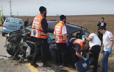 כוחות ההצלה בזירת התאונה