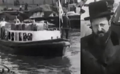 וידאו נדיר: הרבי מסדיגורה מגיע לארץ באונייה