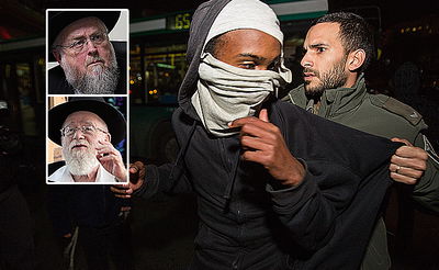 הרב שלזינגר והרב ליאור על רקע הפגנות למען העצורים