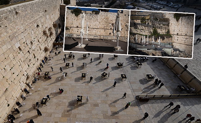 רחבת "הכותל הדרומי" על רקע הכותל המערבי