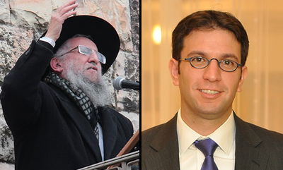 מימין - עו"ד חיים זיכרמן; משמאל - האב הרב דוד זיכרמן