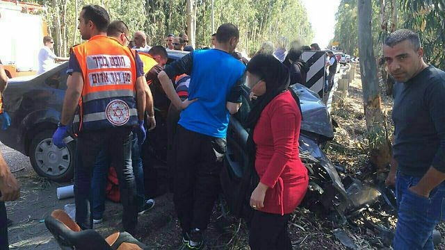 זירת התאונה בעמק חפר