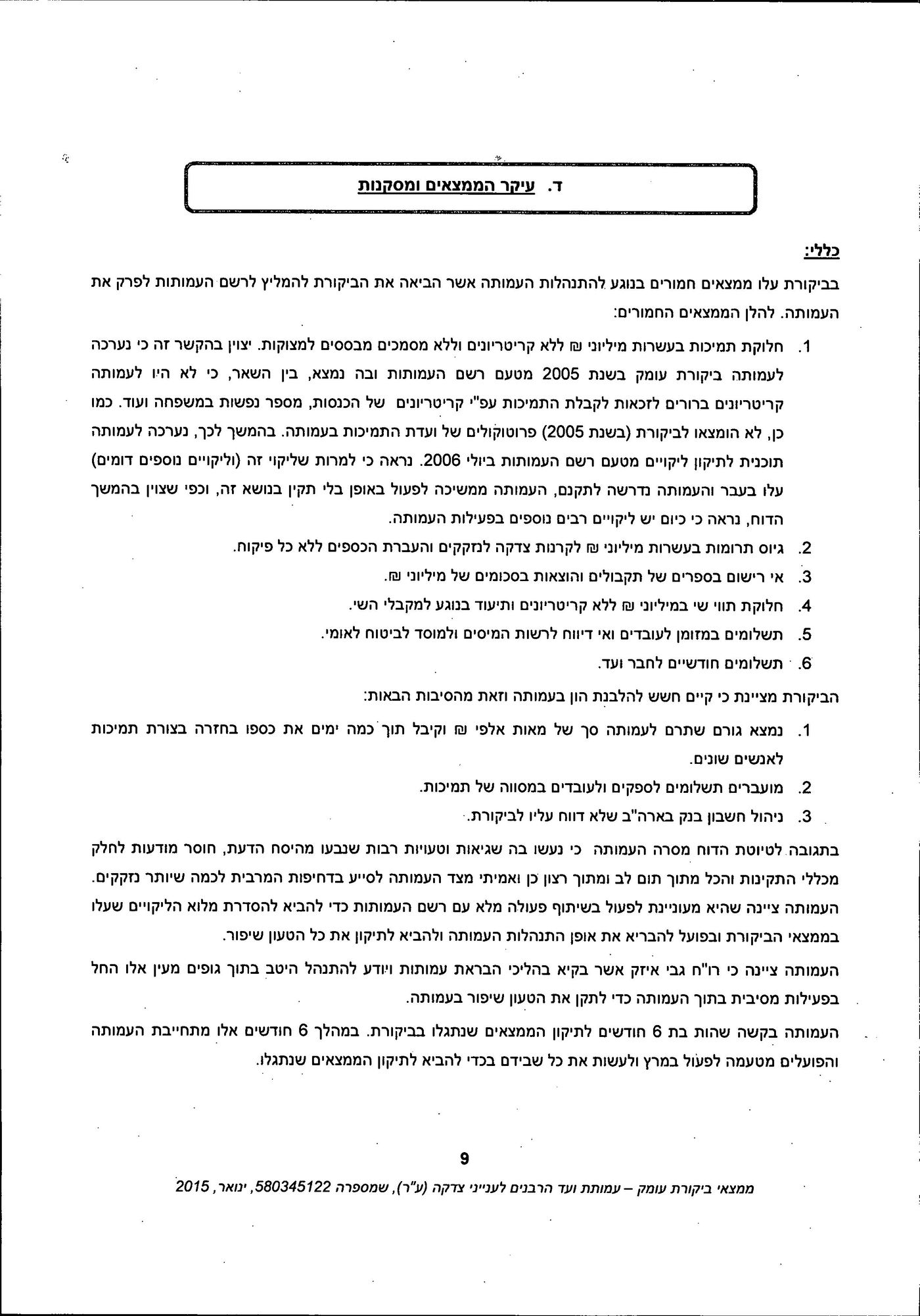 מסמך: הדו"ח המלא נגד "ועד הרבנים לענייני צדקה"