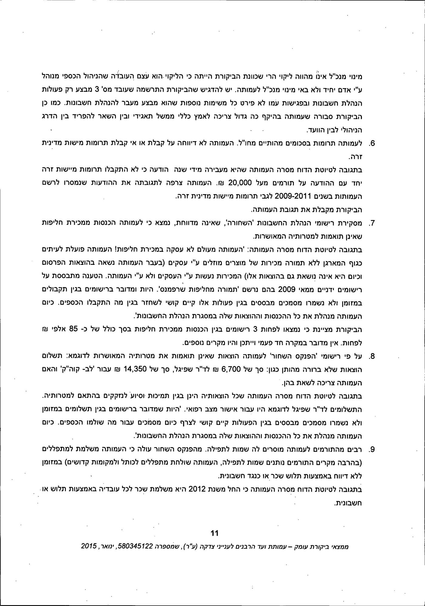 מסמך: הדו"ח המלא נגד "ועד הרבנים לענייני צדקה"