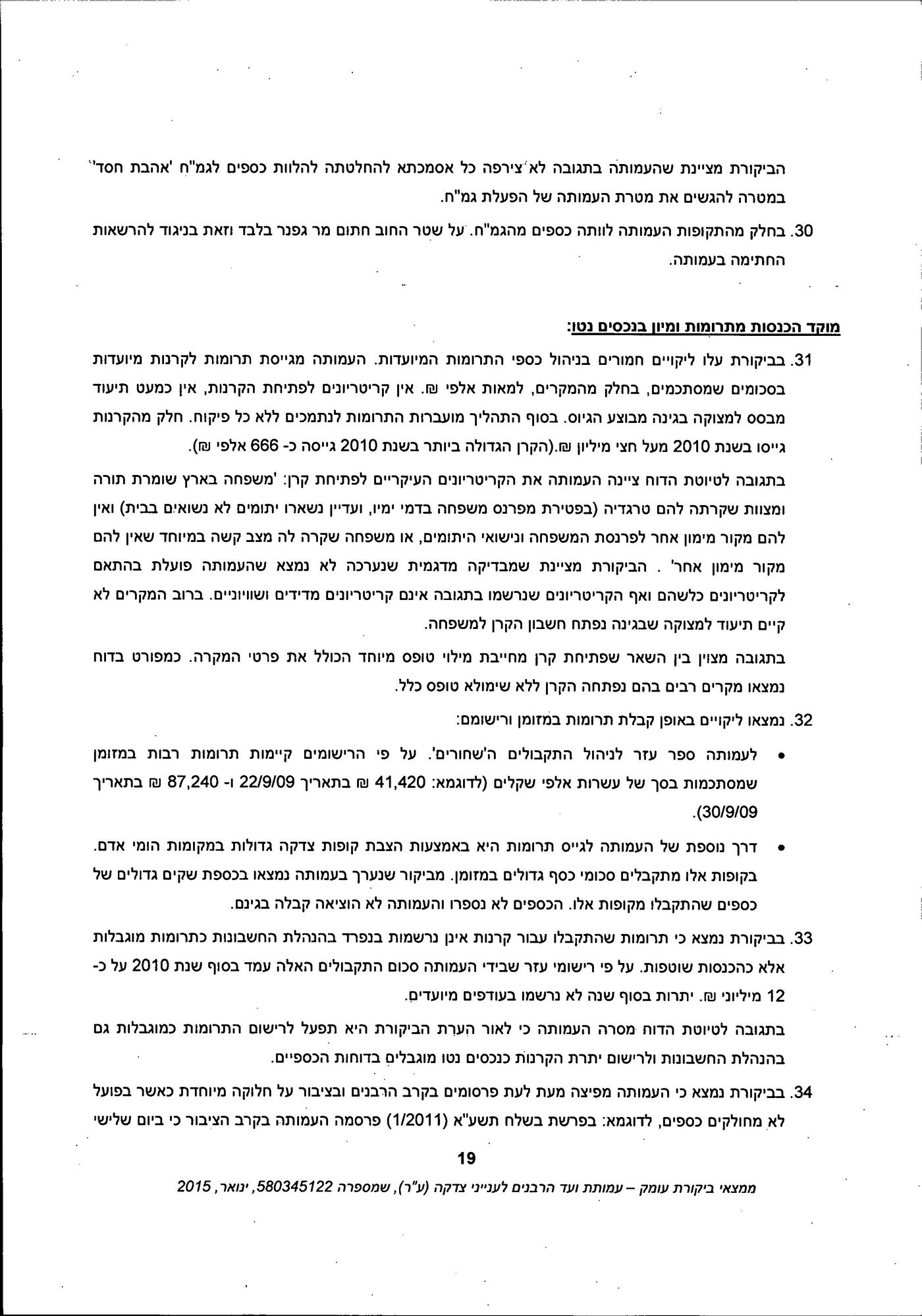 מסמך: הדו"ח המלא נגד "ועד הרבנים לענייני צדקה"