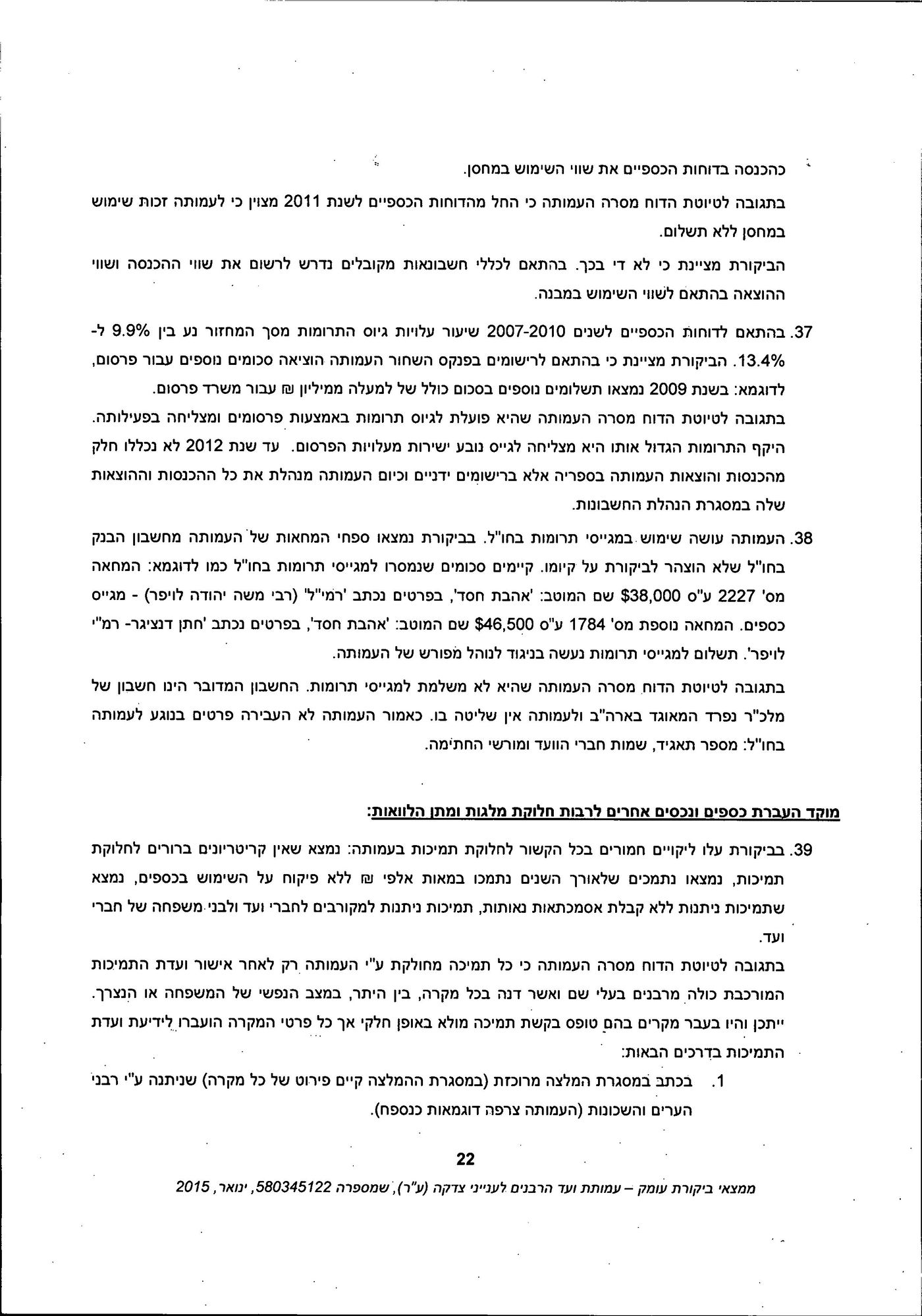 מסמך: הדו"ח המלא נגד "ועד הרבנים לענייני צדקה"