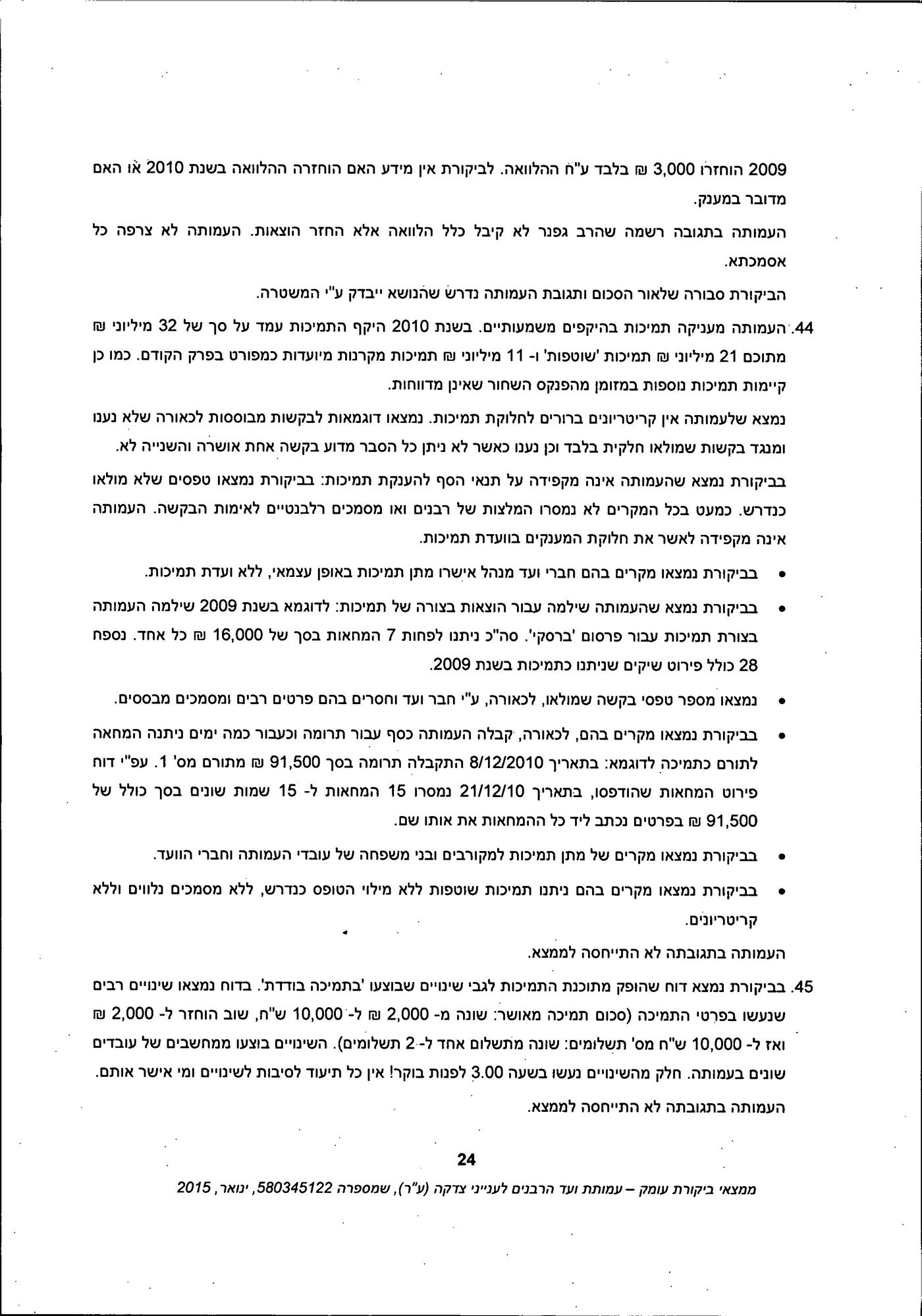 מסמך: הדו"ח המלא נגד "ועד הרבנים לענייני צדקה"