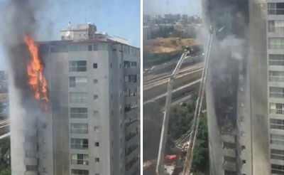 צפו: בניין מגורים ברמת גן עולה בלהבות